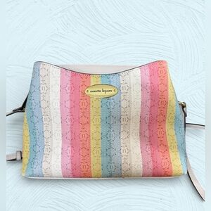 Nanette Lepore Multi Color Stripes Rainbow Pastel Handbag Pride Small Crossbody